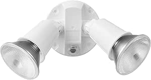 Globe Electric 17000081 240 W Twin Head White Hardwired Automatic Dusk to Dawn Security Flood Light, Spotlight, Outdoor, Outside House Lights