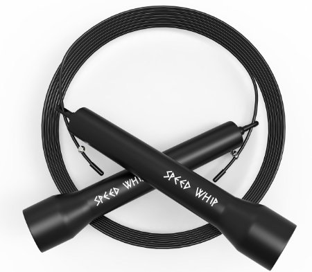 Jump Rope Speed Whip - Fast Speed Cable with Bearings - Perfect for Crossfit Workouts Exercise Fitness and Cardio - Master Double Unders - Free Carrying Bag - Bonus eBook - Lifetime Guarantee
