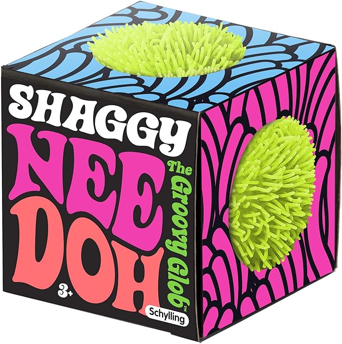 Schylling Shaggy Nee Doh Stress Ball - Funky NeeDohball Fidget Toy to De Stress & Relieve Anxiety , Non-Toxic Dough Material, 1 Colour Chosen at Random