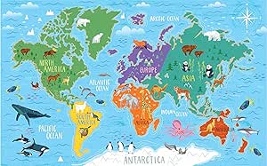 RoomMates RMK11772M World Map Teacher Supply for Classroom Peel and Stick Wall Mural - 10.5 ft. x 6 ft.