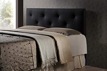 Wholesale Interiors Baxton Studio Dalini Modern and Contemporary Faux Leather Headboard with Faux Crystal Buttons, King, Black