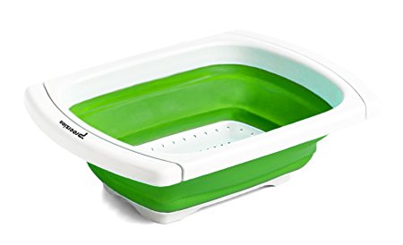 Procizion Kitchen Collapsible Colander Over The Sink Strainer Expanding Mesh with Extending Non Slip Handles (Green)