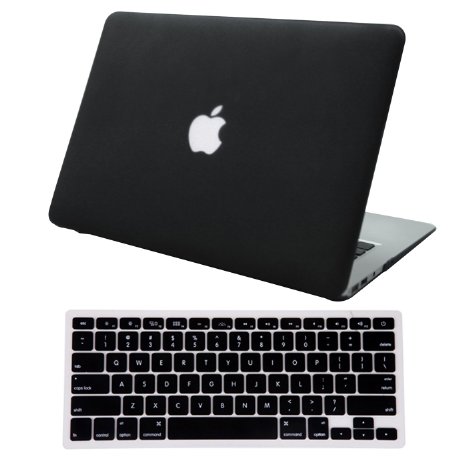 HDE MacBook Air 13" Case Hard Shell Cover Solid Rubberized Matte Plastic   Keyboard Skin - Fits 13.3" Apple Mac Air Notebook Model A1369 / A1466 (Black)