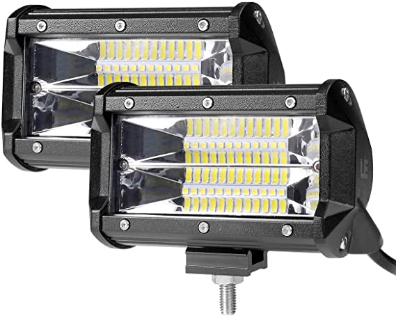 LE 5 Inch LED Work Light Bar, 72W 5200lm, Spotlight, IP67 Waterproof, Driving Light for Truck, Car, ATV, SUV, Jeep, Boat and more, Pack of 2