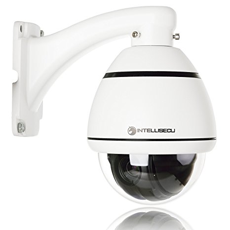 IntelliSecu 4" High Speed. 1000TVL. 10x Optical Zoom. Analog. Pan Tilt Zoom Security Dome Camera Surveillance PTZ CCTV. IP66 Weatherproof