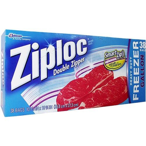 Ziploc Heavy Duty Freezer Bags - Gallon Size (Double Zipper) - 38 Count -26.8cm x 27.3cm