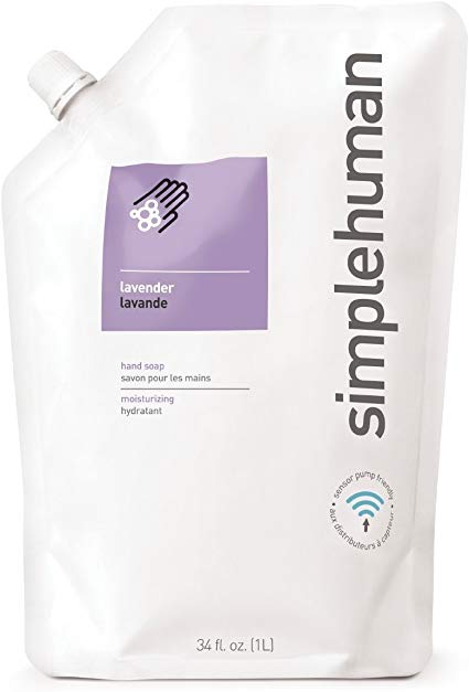 simplehuman moisturising liquid hand soap 1 litre refill pouch, Lavender, 1L