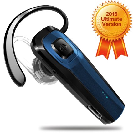 Masentek M26 Bluetooth Headset V4.1 Cordless Handsfree Blue Earpiece w/ Noise Cancelling Mic for iPhone 6s Plus 5s 5c iPad Samsung Galaxy S7 Edge S6 S5 Note5 4 LG Android and Other Bluetooth Device
