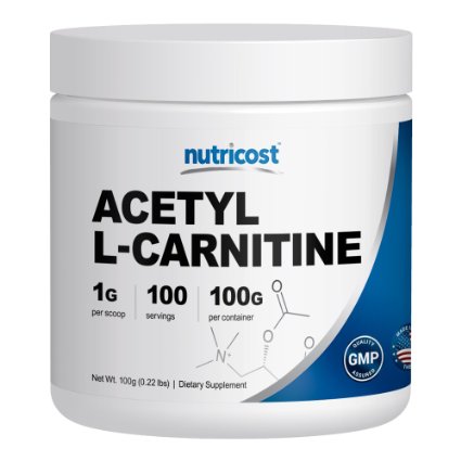 Nutricost Acetyl L-Carnitine ALCAR 100 GMS - 100 Servings - 1000mg Per Serving - Highest Quality Pure Acetyl L-Carnitine Powder - Cognitive Enhancer - Boost Your Brain Power