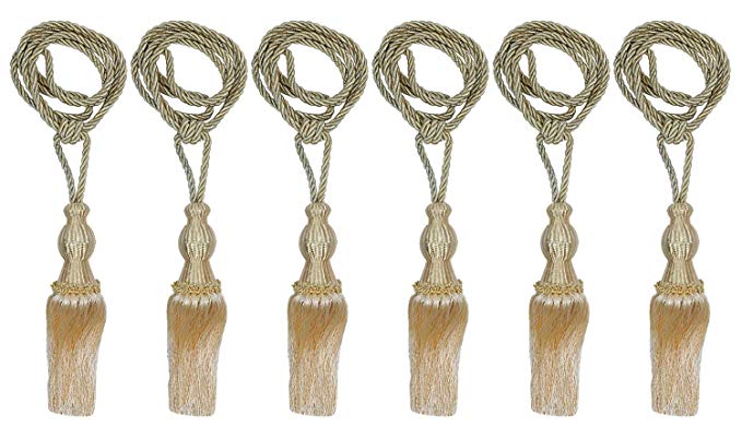 Kuber Industries Polyester 6 Pieces Curtain Tie Back Tassel Set (Gold) -CTKTC12836