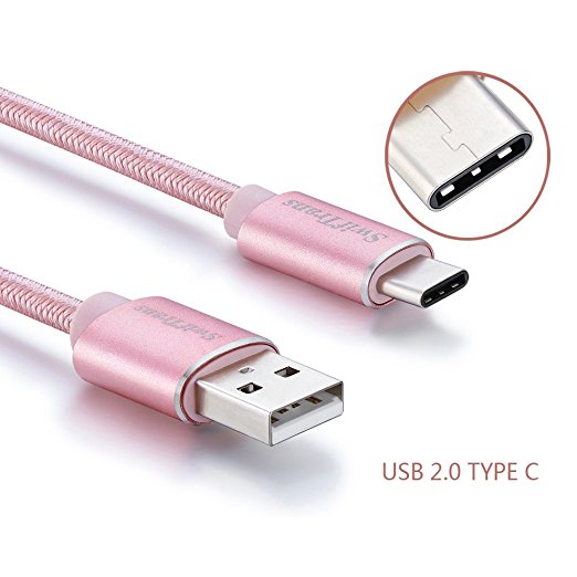 Type C Cable, Swiftrans 6.6 Ft (2M) Braided Sync & Charging Cable with Reversible Connector for New Macbook 12 inch, ChromeBook Pixel, Nexus 5X, Nexus 6P, Nokia N1 Tablet, OnePlus 2 (Rose gold)