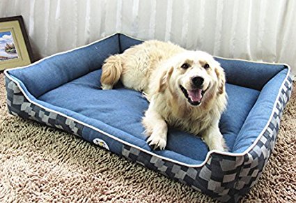 Jasonwell Rectangle Pet Heavy Duty Whole Bed & Bed Cover for Cats and Dogs,Puppy Pets,Dogs Bed with Removable Washable Denim Cover