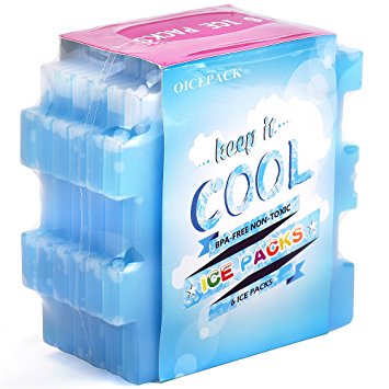 OICEPACK Ice Packs (set of 6),Cool Pack for Lunch Box,Freezer Packs for Lunch Bags and Coolers,Ice Pack Slim Reusable,Long-Lasting Freezer Ice Packs,Ice Packs-Great for Coolers,Ice Cube Blue