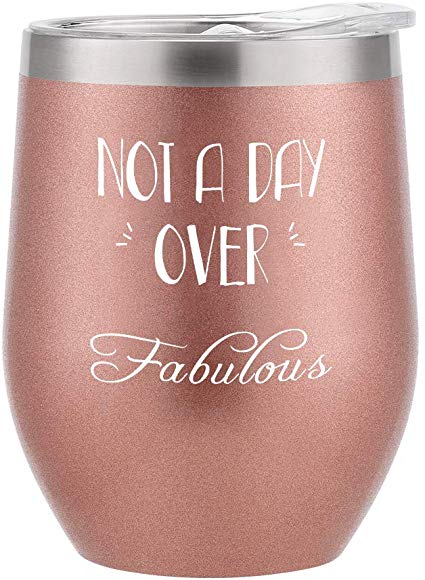 Funny Birthday Gifts for Women,Travel Coffee Mug Wine Tumbler Stainless Steel Stemless Wine Cup with Straw and Lid Double Wall Vacuum Insulated 12oz Cup for BFF, Mom, Best Friends, Aunt, Daughter,Wife