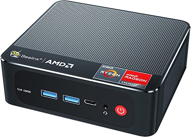 Beelink SER5 Pro Mini PC, AMD Ryzen 7 5800H(4.4GHz, 8C/16T) Win11 Mini Computers 32GB DDR4 RAM 500GB M.2 NVME SSD, Dual HDMI & USB-C 4K@60Hz Triple Display, WiFi6-BT5.2, USB3.2 Gen2 Mini Desktop PC