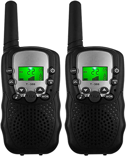 Walkie Talkies for Kids 22 Channels 2 Way Radio Toy with Backlit LCD Flashlight Children's Walkie Talkie Set Outdoor Adventures Hiking Camping Gear Games for Girls and Boys (Black)