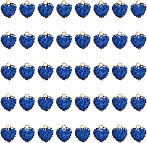 HONBAY 40PCS Enamel Alloy Charms Pendant Dainty Cute Love Heart Shaped Pendants Valentine's Day Pendant Bead Charms for Keychains Earrings Bracelets Necklaces Jewelry Making and DIY Crafts