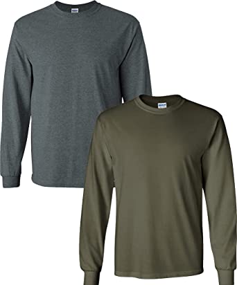 Gildan Men's Heavy Cotton Long Sleeve T-Shirt, Style G5400, 2-Pack