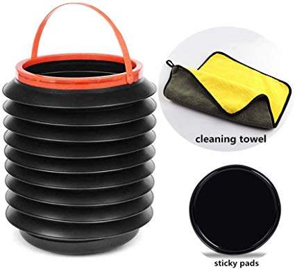 Car Portable Collapsible Trash Can, Abcty 1.2 Gallon Auto Round Leak-proof Folding Storage Bin 4 Liter, Mini Household Outdoor Retractable Water Bucket, Multifunctional Foldable Fishing Barrel