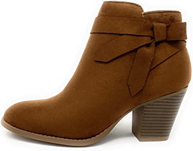 City Classified Arden-S Womens Ankle Booties with Low Stack Block Heel
