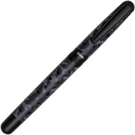 OHTO CR01 Ceramic Rollerball Pen, 0.5mm Fine Point, Thick Aluminum Barrel with Brass Components, Camouflage Black, Refillable Water-Based Black Ink, CR01-05-CBK