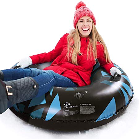 Jasonwell Snow Tube - 47 Inch Inflatable Snow Sled Snow Toys for Kids and Adults Heavy Duty Inflatable Snow Tube Winter Outdoor Toys for Kids and Adults