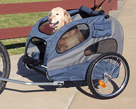 PetSafe Solvit HoundAbout Aluminum or Steel Bicycle Trailer, Bike Trailer for Dogs, Holds Pets Up To 110 lb