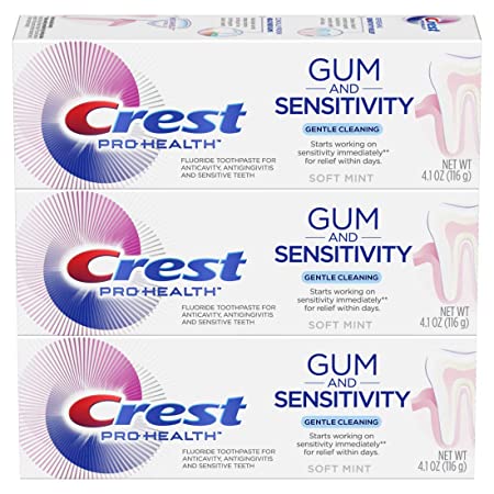 Crest Pro-Health Gum and Sensitivity, Sensitive Toothpaste (Gentle Cleaning) (Pack of 3), 4.1 oz