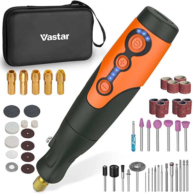 Vastar Rotary Tool, with 51 Pcs Accessories, 3.7V Cordless Rotary Tool Kit Potable Grinder,with LED Light,for Craft Projects& DIY Creations