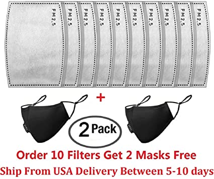 Ulikes 10Pcs PM2.5 Activated Carbon Filters Breathing for Adult Mask