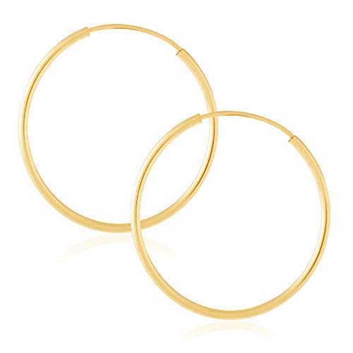 14k Yellow Gold Women's Endless Tube Hoop Earrings 1mm-1.5mm Thick 10mm - 60mm Diameter