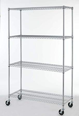 BestOffice New Chrome Commercial 4 Layer Shelf Adjustable Steel Wire Metal Shelving Rack