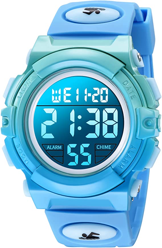 Kids Watch,Boys Watch for 6-15 Year Old Boys,Digital Sport Outdoor Multifunctional Chronograph LED 50 M Waterproof Alarm Calendar Analog Watch for Children with Silicone Band