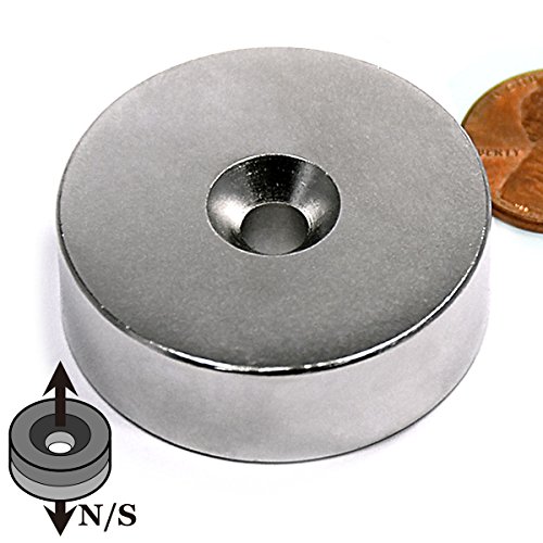 CMS Magnetics Neodymium Magnet with Countersunk Hole on Both Sides, Grade N42 1 1/2 Diameter x 1/2" 1-Count