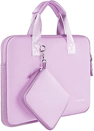 Laptop Sleeve 13 13.3 13.5 Inch Case for MacBook Air Pro 13"-13.3", Surface Laptop 13.5", Water Repellent Elastic Neoprene Notebooks Hand Bag with Handle and Small Case, Purple