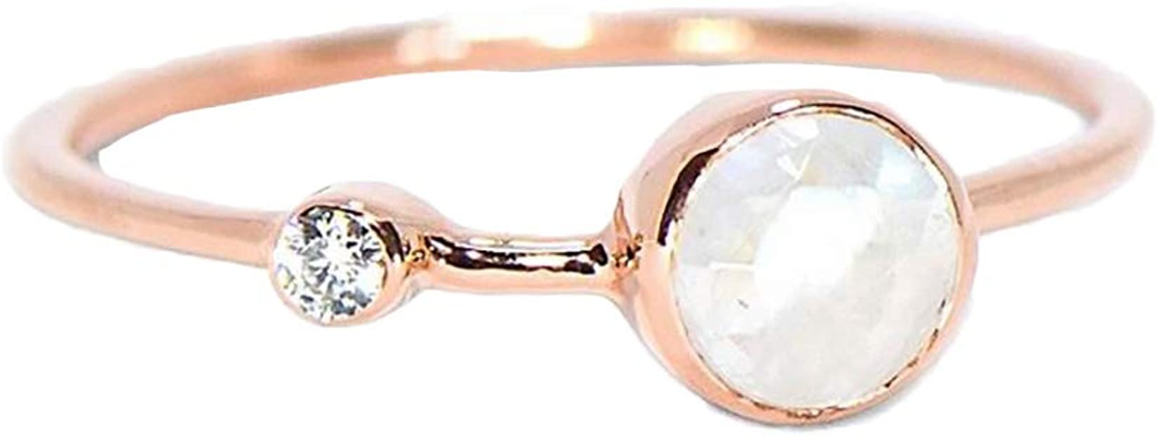 Pura Vida Rose Gold Plated Moonstone Ring - Double Stone.925 Sterling Silver - Sizes 5-9