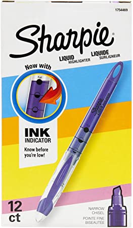 Sharpie Liquid Highlighters, Chisel Tip, Purple, Box of 12