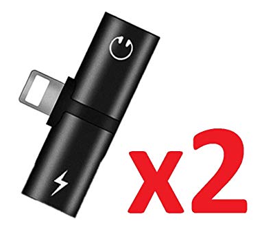 👍 [2 Pack] iPhone Lightning Splitter Adapter, iFlash 2in1 Audio & Charging Lightning Splitter for Apple iPhone Xs MAX, XR, X, 8 Plus, 8, 7 Plus, 7 2019 2018 2017 8Pin Adapter (Black)