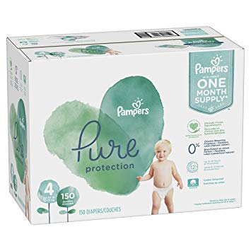 Size 4, 150 Count - Pampers Pure Disposable Baby Diapers, Hypoallergenic and Fragrance Free Protection, ONE Month Supply