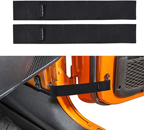 JoyTutus Door Limiting Straps Compatible with Wrangler, 2 Pack Updated Heavy Duty Strong Adjustable Door Limiting Check Strap for Wrangler CJ YJ TJ JK JKU JL JLU 1996 to 2021 Load 1000 Lb