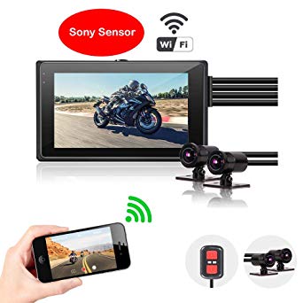 Motorcycle Dash Camera VSYSTO M2D, Front and Rear Motorbike Recorder,1080P 720P Dual Lens Dash Cam Dvr,WiFi, 3'' LCD, 140° Wide Angle,6 Full Glass Waterproof Lens Driving Video Recorder