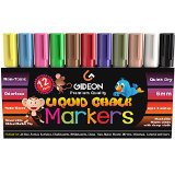 Gideon8482 Premium Art Quality Liquid Chalk Pen Markers - 12 Pack - 6mm Reversible ChiselBullet Point Tip  16 FREE Chalkboard Labels