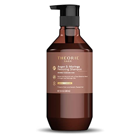 Theorie: Sage - Argan & Moringa - Restoring Shampoo - Revive & Nurture - For Severely Damaged Hair - Protects Color & Keratin Treated Hair, 800mL