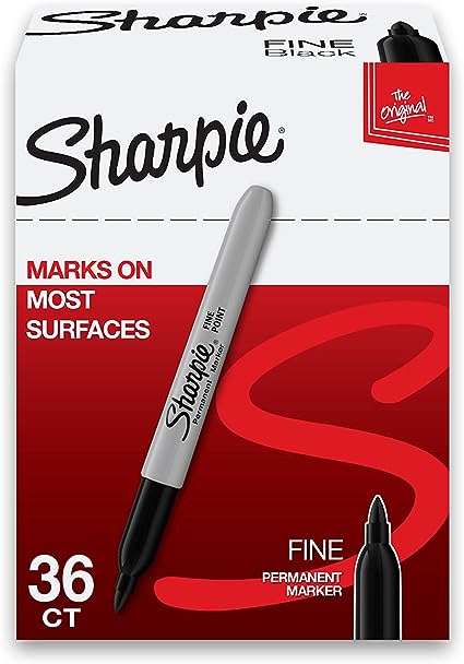 Sharpie Permanent Markers, Fine Point, Black, 36 Count