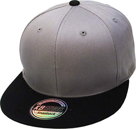 Classic Snapback Hat Blank Cap - Cotton & Wool Blend Flat Visor