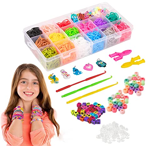 Liberry Rainbow Rubber Bands Bracelet Making Kit with Loom Bands Storage Container. Great Gifts for Girls and Boys, No Loom Board Included.