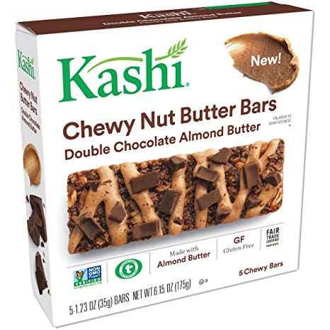 Kashi, Chewy Nut Butter Bars, Double Chocolate Almond Butter, Gluten Free, Non-GMO, 6.15 oz (5 Count)