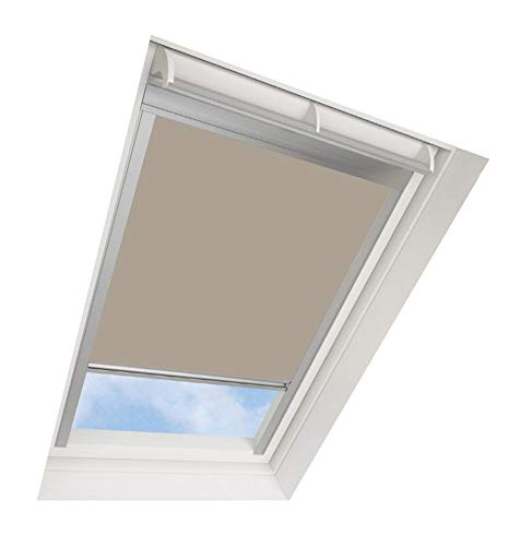 DARKONA ® Skylight Blinds For VELUX Roof Windows - Blackout Blind - Many Colours / Many Sizes (U04, Beige) - Silver Aluminium Frame