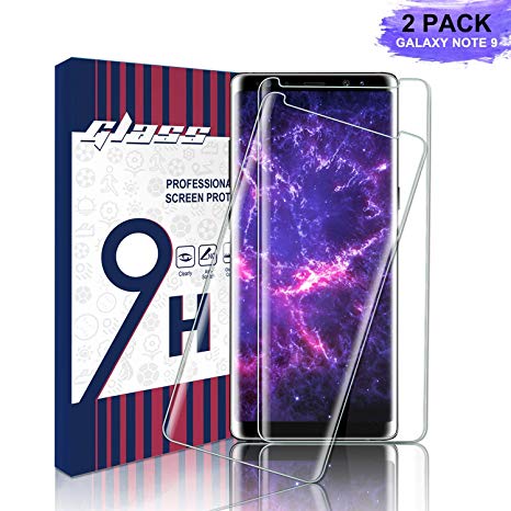 Youer Galaxy Note 9 Screen Protector, [2 Pack] Full Coverage Tempered Glass Screen Protector for Samsung Galaxy Note 9, 9H Hardness, Anti-Shatter, Bubble Free Screen Protector Film (Transparent)