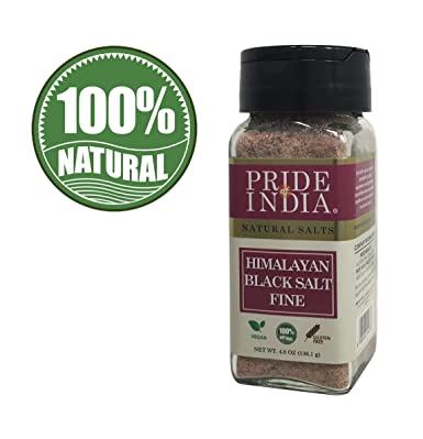 Pride Of India - Himalayan Black Rock Salt - Fine Grind, (4.8 oz) - Kala Namak, Contains 84  Minerals, Perfect for Cooking, Tofu Scramble - BUY 1 GET 1 FREE (MIX AND MATCH - PROMO APPLIES AT CHECKOUT)